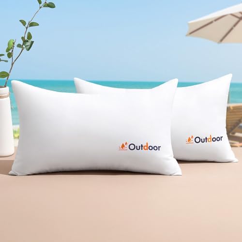 MIULEE Pack of 2 12x20 Inch Outdoor Waterproof Throw Pillow Inserts - Image 2