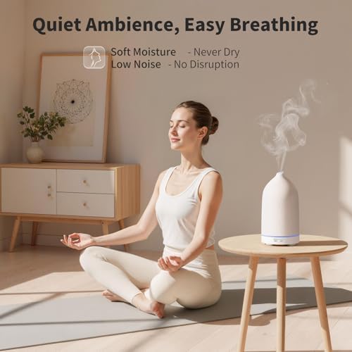 URPOWER 120mL Ceramic Essential Oil Diffuser with Quiet Mist & Auto-Off - Image 6