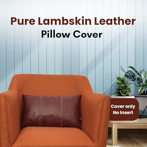 LL LEATHER LOVERS 100% Lambskin Leather Pillow Cover 12x20 Inch – Hand-Stitched Cushion Case with Hidden Zipper, Decorative Throw Cover for Sofa, Bed and Living Room - Pink Maroon Panel Pack of 1 - Image 2