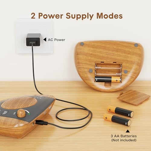 Raynic Noise Machine, Battery Powered Sound Machine, Portable Sleep Machine with 36 Natural Soothing Sounds, Timer, USB Port, Headphone Jack for Baby, Kids, Adults, Travel, Office (Yellow Wood Grain) - Image 3