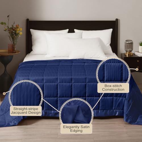 downluxe Weighted Blanket Queen Size, 15 lb Weighted Blanket with Glass Beads for All Season, Machine Washable Heavy Blanket (Navy, 90 X 90 Inch) - Image 2