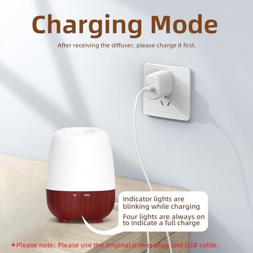 SEEDSEEL 150ML Cordless Essential Oil Diffuser, Rechargeable Battery-Operated Quiet Aromatherapy Diffuser with 7-Hour Runtime,2 Timer Settings & 7-Color LED Light for Bathroom,Bedroom,Living,Room - Image 3