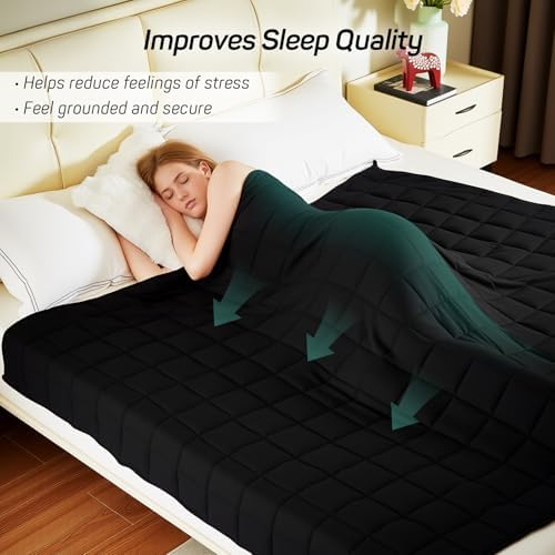 Weighted Blanket for Adults 15lbs, Queen Size Heavy Blanket for 125-180lbs, Weighted Throw Blanket with Premium Glass Beads, Soft Thick Blanket for Adult All-Season, 60 x 80 inches, Black - Image 2