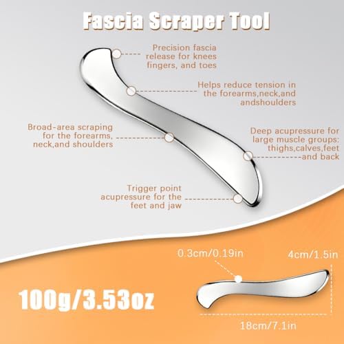zxbaers 2PCS Trigger Point Massage Tool, Body Scraper Massage Tool, Stainless Steel Body Gua Sha Tool for Deep Tissue Pain Relief & Fascia Release - Image 6