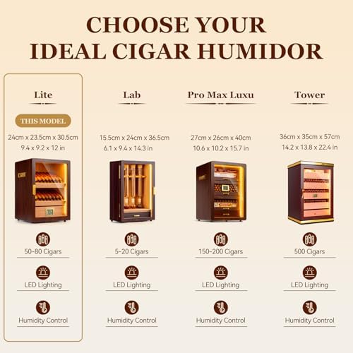 60-100 Count Cigar Humidor Cabinet with LED and Digital Hygrometer - Image 2