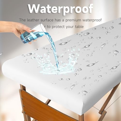 Leather Cover for Massage Table Wipeable Massage Bed Protector Cover Made of 4-ways Elastic 100% PU Waterproof Material, Machine Washable, Fit Rectangular Tables 28-32" Wide (Pure White, 1Pcs) - Image 5