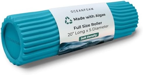 Oceanfoam Soft Tidal Roller (Miami Blue) - Low Density Foam Roller for Physical Therapy, Back Pain, Exercise & Stretching - Wave Textured - Yoga, Athletics, & Wellness - Full Size, 20" x 5" by Oceanfoam