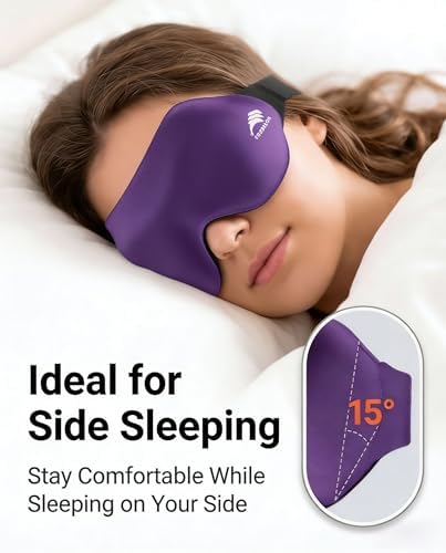 Sleep Mask for Side Sleepers: Lash Extensions 3D Contoured Eye Mask – Airplane Travel Essential, Zero-Pressure Light Blackout Eye Mask for Women – Soft Night Blindfold for Long Flights (Purple) - Image 5