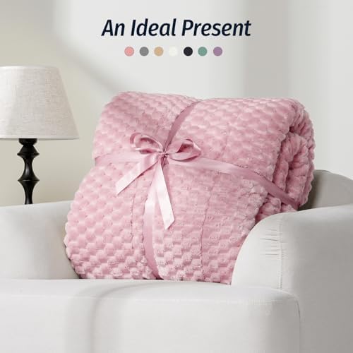 Fleece Weighted Blanket for Adults 60" x 80" 20lbs Fuzzy Blankets, Pink - Image 6
