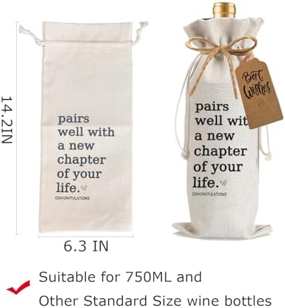 1Pcs New Chapter Wine Gifts Bag Next Chapter Wine Bag, Pairs Well With a New Chapter of Your Life with 1Pcs Kraft Blessing Cards and natural jute rope - Image 2