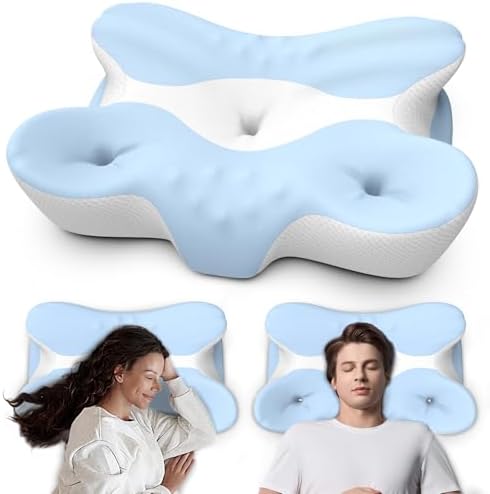 Memory Foam Cervical Pillow for Neck Pain Relief - Ergonomic Contour Pillow for Side, Back & Stomach Sleepers, Orthopedic Neck Support with Cooling Pillowcase by MixinisoSleepingHouse