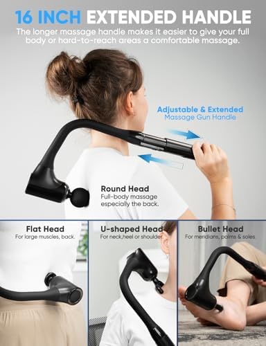 FVZ Massage Gun for Deep Tissue Back Massage with Extended Handle, Black - Image 6