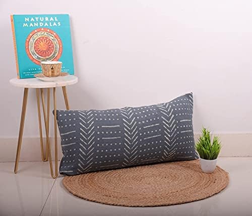 Trade Star Farmhouse Throw Pillow Case 100% Cotton Decorative Pillow Cover Modern Oblong Pillow Shams for Bed Handloomed Lumbar Back Rest Cushion Cover (Dark Grey Snow 12X24 INCHES) - Image 2
