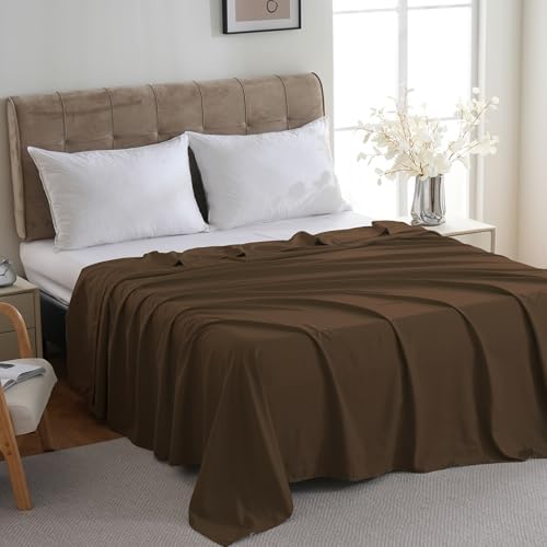ZPECC Twin Flat Sheet Only 1 Pack, Durable Brown Top Bed Sheets Hypoallergenic Soft Brushed Microfiber Color-Coded Label, 66"x96" - Image 3