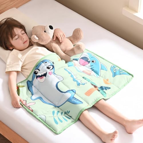 anfie Weighted Lap Pad 2 Pounds, Weighted Blanket (30"*40") Cooling Blanket for Resting,Weighted Throw Blanket for Travel Indoor Outdoor (Green Shark) by anfie