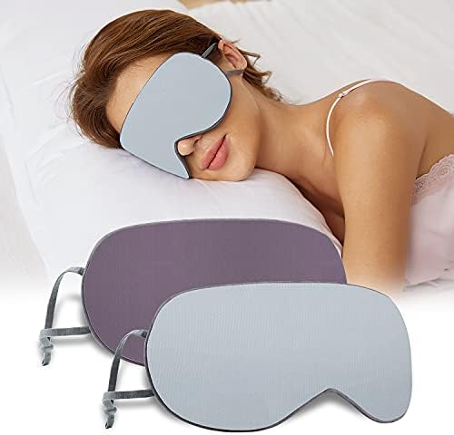 Sleeping Mask 2 Pack, Warm, Cool Double-Sided Use of Sleep Mask, Super Soft Blindfold with Adjustable Strap, Block Out Light, Comfort Sleep Eye Mask for Travel Meditation Nap by BATHRINS