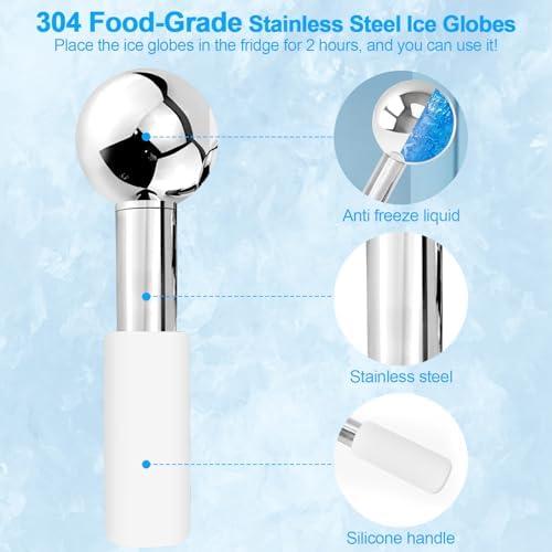 CGBE 360 Rotating Ice Globes for Face, Stainless Steel Facial Globes - Image 3