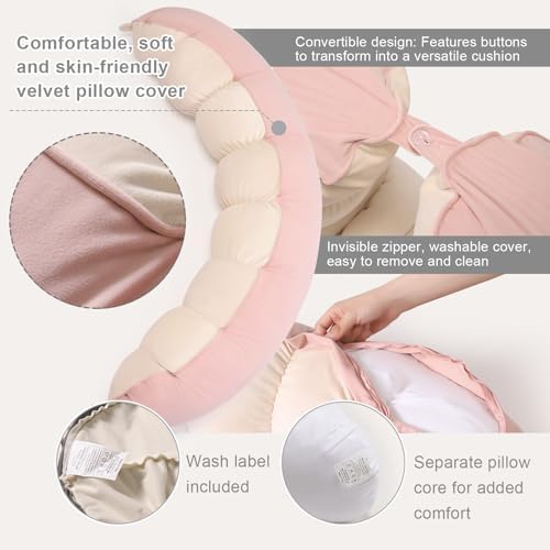 Peallow(Pat. Pend) – Long Round Body Pillow for Adults, Bolster Pillow for Sleeping, Soft and Supportive Pillow for Sleeping & Lumbar Support,Blush Pink - Image 4