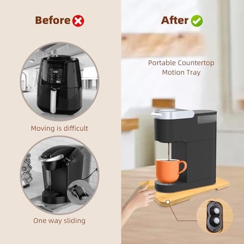 360° Rolling Tray Bamboo Appliance Slider for Kitchen Appliances - Image 3
