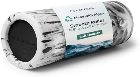 Oceanfoam Smooth Soft Foam Roller (Black Marbled) - Beginner, Travel Sized Low Density Foam Roller for Home & Gym, Physical Therapy, Back Pain, & Exercise - Yoga & Athletics (12.5" x 5") by Oceanfoam