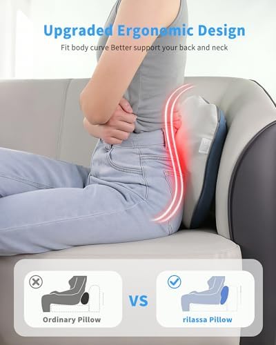 OWAYS Rilassa Cordless Back Massager with Heat, Shiatsu Neck Massager for Pain Relief Deep Tissue, 4D Kneading Massage Pillow for Back, Shoulder, Legs, Relax at Home Office and car - Image 3