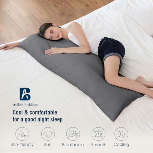 Body Pillow Cover with Zipper 20x72 Cotton Long Body Pillowcase Lumbar Pillow case 100% Egyptian Cotton 500 Thread Count Pack of 1 for Adult Size (Dark Grey) - Image 4