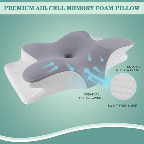 Cervical Pillow for Neck Pain Relief – Ergonomic Memory Foam Pillow with sleeping mask, Orthopedic Neck Support Pillow for Side Sleepers, Comfortable Sleeping Pillow for Neck & Shoulder Support - Image 5