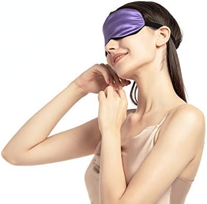 100% Mulberry Silk Sleep Mask Blackout, Cute Natural Sleeping Mask with Adjustable Elastic Strap, Satin Eye Cover for Men Women Adults (Purple) - Image 6