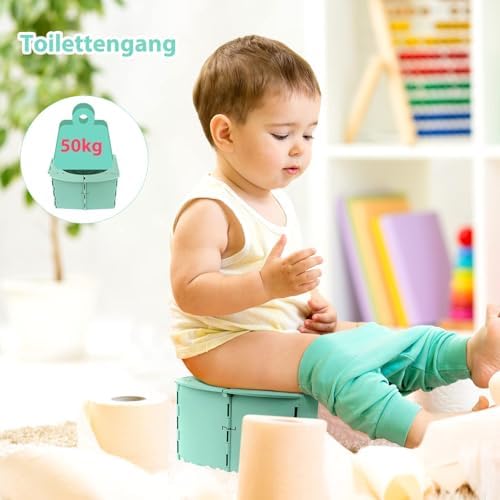 Travel Potty for Kids, Reusable Portable Folding Potty for Toddler, Foldable Toilet for Outdoor Camping, Toddler Potty Seat (Green) - Image 3