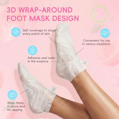 QUIYUM 6 Pairs Peach & Aloe Vera Exfoliating Foot Mask, Foot Peeling Masks - Image 7