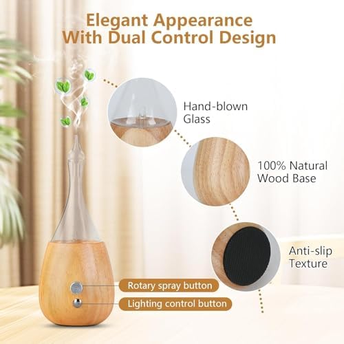 Lychee Essential Oil Diffuser Humidifiers, 7 Colors Light Setting, Quiet Diffuser, Small Aromatherapy Diffuser with Wood Grain Base for Room Home Office Bedroom Nice Gift - Image 3