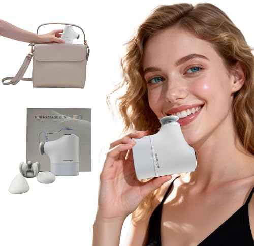 Mini Massage Gun Pro – Portable Deep Tissue Percussion Massager with Smart Pressure Sensor, Quiet Motor, Muscle Relaxation for Neck, Back & Legs, USB-C Rechargeable, White Color,with Lanyard by Unknown