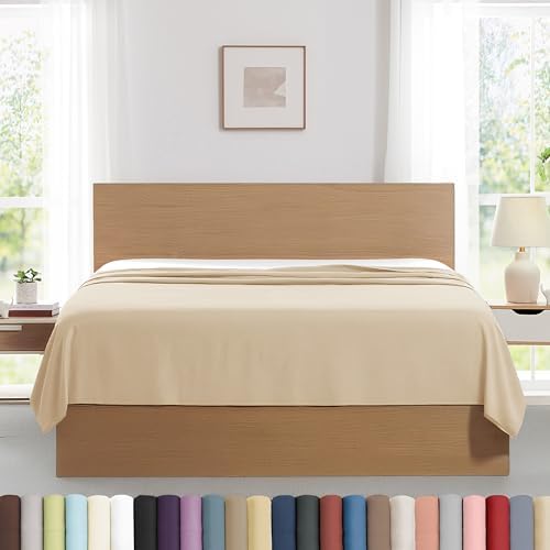 Twin Flat Sheets Only 66x96 Extra Wide Twin Size Top Sheet 2 Pack Soft Sand by SouthshoreFineLivingInc
