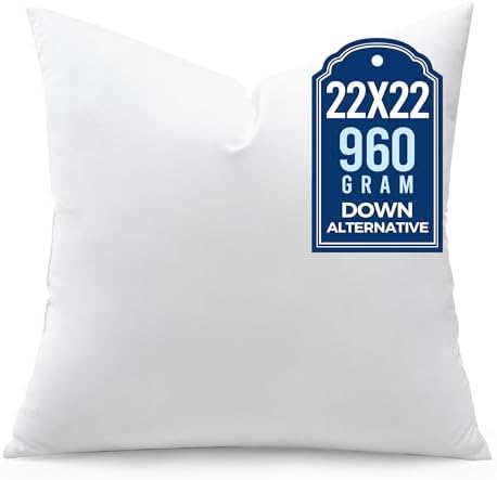 puredown® 22x22 Pillow Inserts, Pack of 1, Down Alternative Square Form Sham Stuffer, Fluffy Soft Decorative Pillows for Couch, Sofa, Bed and Home Decor by Puredown