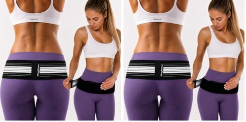PlayActive Sacroiliac SI Joint Hip Belt - Lower Back Support Brace for Men and Women - Pelvic Support Belt - Trochanter Belt - Sciatica Pelvis Lumbar Hip Pain Relief (Regular) (Pack of 2) by PlayActive