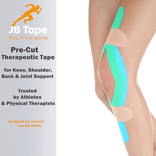 JB Tape Kinesiology Tape, Black, 80 Precut 10-Inch Strips, 4 Rolls - Image 2