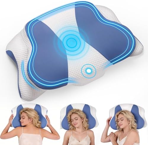 Cervical Neck Pillow for Sleeping, Ergonomic Contour Pillow for Neck and Shoulder Pain with Pillowcase, Cooling Memory Foam Pillows for Side Sleepers, Back Sleepers and Stomach Sleepers, Blue by Paxato