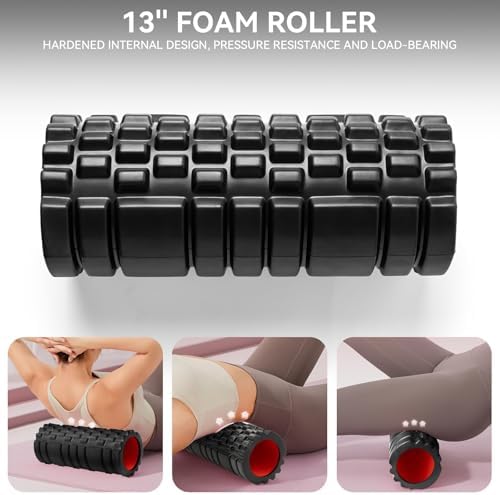 Krightlink Foam Roller for Deep Tissue Massager, 13" High Density Exercise Patented Roller for Muscle Massage and Myofascial Trigger Point Release Back Roller for Fitness, Yoga and Pilates (Black) - Image 4