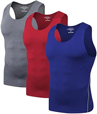 Mens 3 Pack Compression Tank Tops Sleeveless Compression Shirt by Audoc