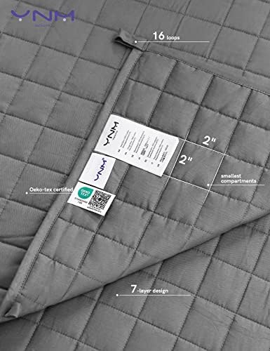 YnM 15lbs Weighted Blanket for Adults, Cotton Heavy Bed Throw Blanket with Cooling Glass Beads for All Season Use, Ideal for One Person of 140lbs (60x80 Inches, Queen Bed, Light Grey) - Image 4