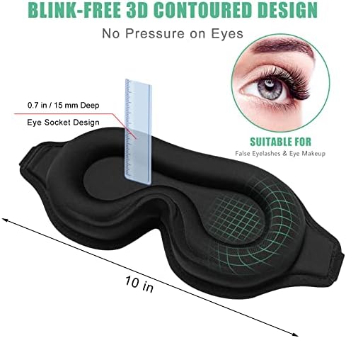 BeeVines 3D Contoured Sleep Mask, Blackout Eye Masks (Black & Blue) - Image 2