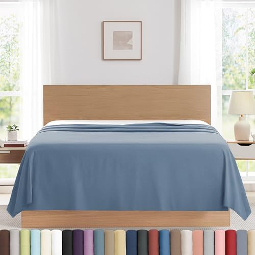 XL Oversized King Flat Sheet Only 132x110 Cal King Top Sheet Coronet Blue by SouthshoreFineLivingInc