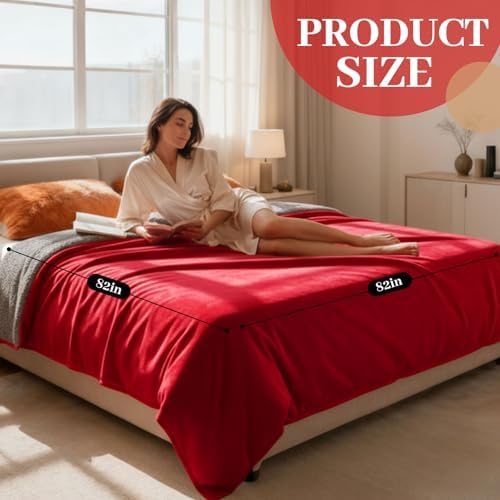 Tisancy King Size Waterproof Blanket for Bed Couch, 82'' x 82'' Double Side Leakproof Reversible Sherpa Flannel Fleece 3-Layer Lightweight Blanket, Absorbs 80oz(Red/Gray), Machine Washable - Image 2