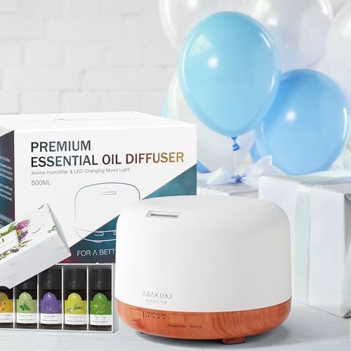 ASAKUKI Oil Diffuser with Essential Oils Set, 500ml Aromatherapy Humidifier - Image 6