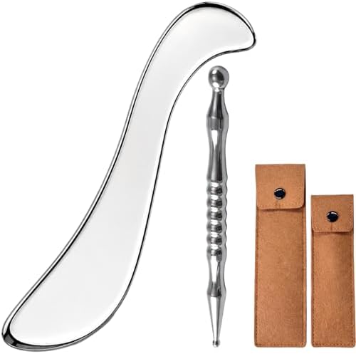 Rena Chris Stainless Steel Muscle Scraper Tool and Acupressure Pen 2-Pieces by RenaChris