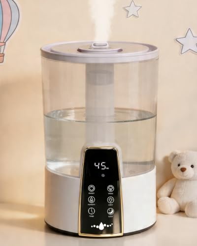 Humidifiers for Bedroom Baby Nursery,1.06Gal(4L) Dishwasher Safe Tank,Easy Clean,Stay Clean Material,Top Fill,Night Light,Aroma Diffuser,Humidity,Timer,Sleep Mode,3 Level Mist,360° Nozzle,Off White, by LeaderofLightLuxuryHomeAppliances