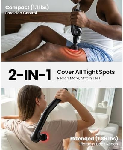 BOB AND BRAD L7 Ultra Massage Gun with Heat, Red Light & Extension Handle - Image 2