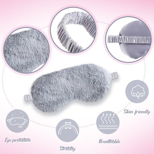 Cuffbow 6 Pack Fuzzy Sleep Masks Plush Eye Mask,Simplicity,Pure - Image 3