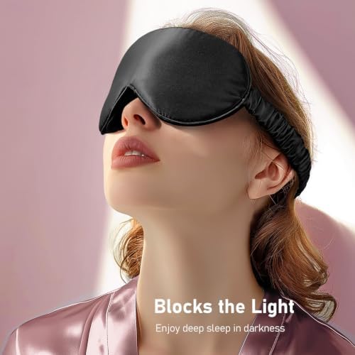 LitBear 100% 22 Momme Mulberry Silk Sleep Mask - 3D Contoured, Black - Image 4