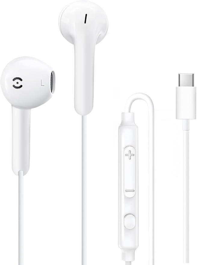 MAS CARNEY USB C Headphones Wired for iPhone 17 Pro Max 16 15, Samsung S26 | Wired Earbuds USB C Ear Buds Type C Headphones for Apple iPhone 17 Pro Max 17e 16e 16 Plus 15 Plus, Pixel, Earphones with Mic by MASCARNEY